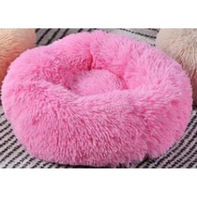 Dog Beds For Small Dogs Round Plush Cat Litter Kennel Pet Nest Mat Puppy Beds (Option: Deep pink-100cm)