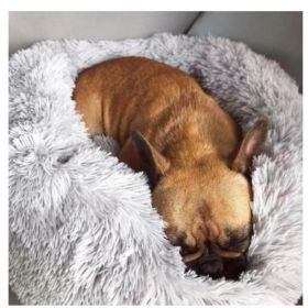 Dog Beds For Small Dogs Round Plush Cat Litter Kennel Pet Nest Mat Puppy Beds (Option: Good Grey-60cm)